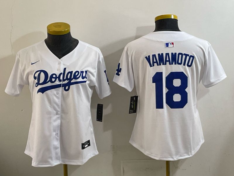 Women 2026 Nike Los Angeles Dodgers #18 Yamamoto White Game MLB Jersey 013